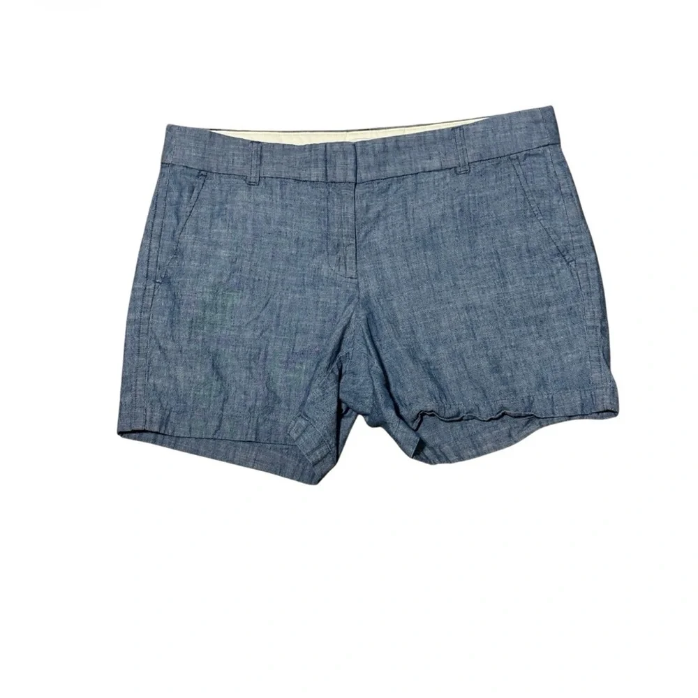 J.Crew Chambray Chino Shorts Blue Cotton Size 8 Women’s
